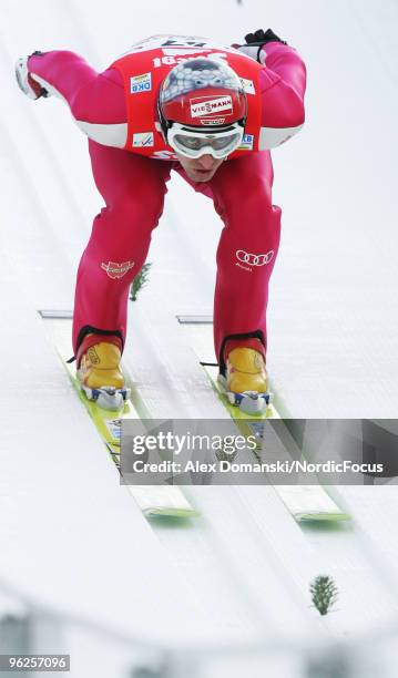 Bjoern Kircheisen of Germany competes in the Gundersen Ski Jumping HS Provisional Round of the FIS Nordic Combined World Cup on January 29, 2010 in...