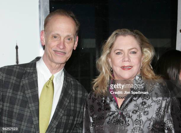 John Waters and Kathleen Turner attend the "From Paris With Love" premiere at the Ziegfeld Theatre on January 28, 2010 in New York City.