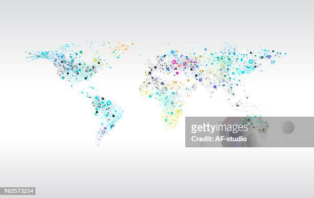 abstract network world map background - af studio stock illustrations