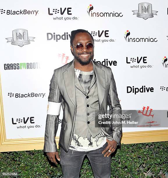 Singer will.i.am attends the 1st Annual Data Awards presented by wil.i.am, the Black Eyed Peas and Dipdive at the Palladium on January 28, 2010 in...