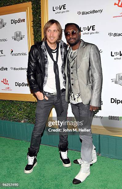 Singers Dave Guetta and will.i.am attend the 1st Annual Data Awards presented by wil.i.am, the Black Eyed Peas and Dipdive at the Palladium on...