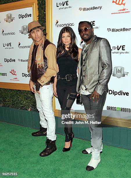 Singers Taboo, Fergie and wil.i.am attend the 1st Annual Data Awards presented by wil.i.am, the Black Eyed Peas and Dipdive at the Palladium on...