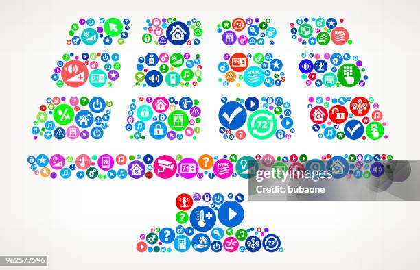 solar panel home automation technology icon pattern - solar panel construction stock illustrations