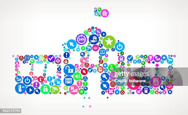 school building home automation technology icon pattern - school security camera stock illustrations