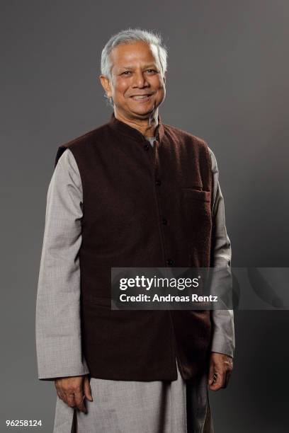 Economist Muhammad Yunus of Grameen Bank poses during a portrait session at the Digital Life Design conference at HVB Forum on January 26, 2010 in...