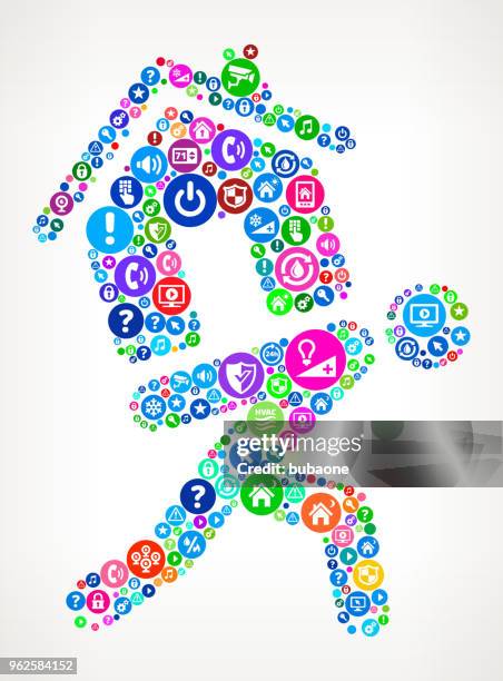 carrying home home automation technology icon pattern - holding remote control stock illustrations