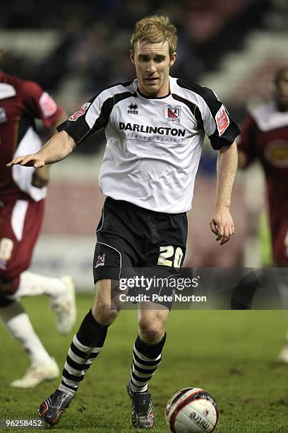 Stuart Giddings of Darlington in action during the Coca Cola League Two Match between Darlington and Northampton Town at the Northern Echo Darlington...