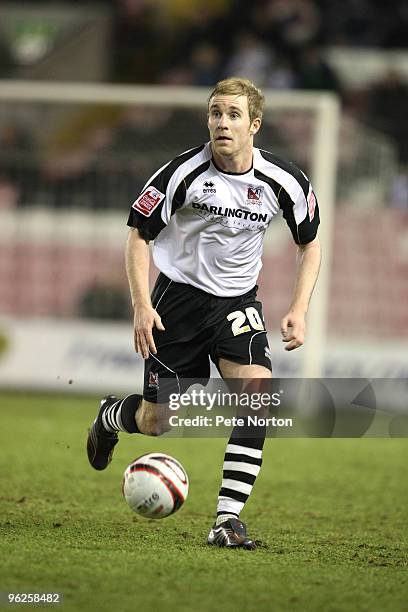 Stuart Giddings of Darlington in action during the Coca Cola League Two Match between Darlington and Northampton Town at the Northern Echo Darlington...