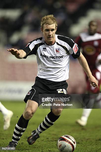 Stuart Giddings of Darlington in action during the Coca Cola League Two Match between Darlington and Northampton Town at the Northern Echo Darlington...