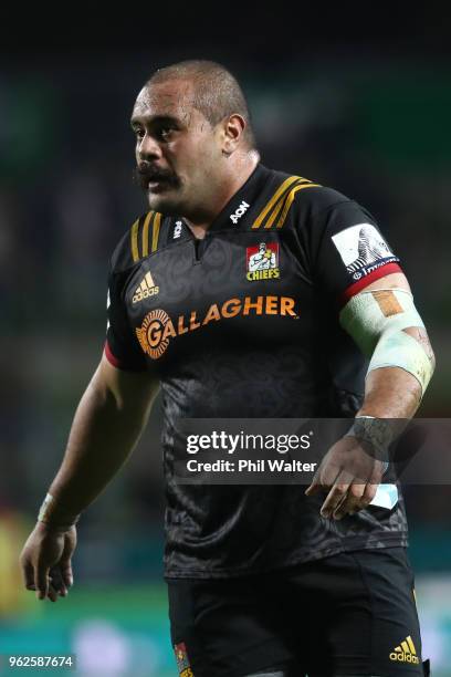 Karl Tu'inukuafe of the Chiefs during the round 15 Super Rugby match between the Chiefs and the Waratahs at FMG Stadium on May 26, 2018 in Hamilton,...