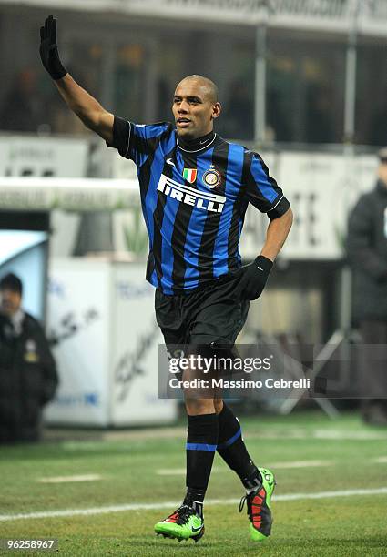 Sisenando Maicon Douglas of FC Inter Milan in action during the Tim Cup match between FC Inter Milan and Juventus FC at Stadio Giuseppe Meazza on...