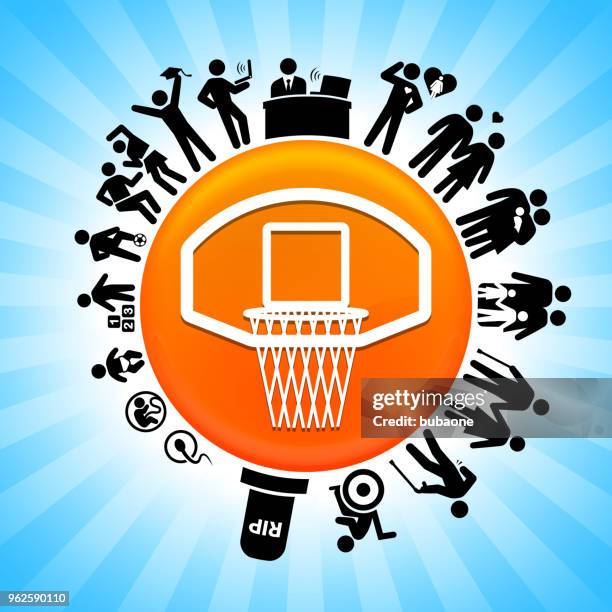 stockillustraties, clipart, cartoons en iconen met basketbal hoepel lifecycle fasen van life achtergrond - basketball hoop vector