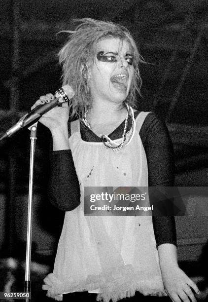 Nina Hagen performs on stage in September 1980 in Copenhagen, Denmark.