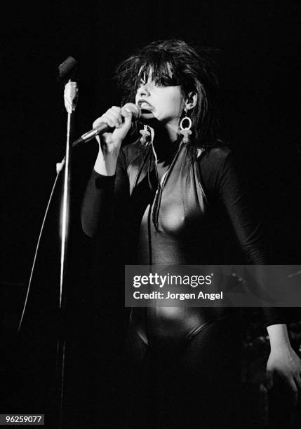 Nina Hagen performs on stage in September 1980 in Copenhagen, Denmark.