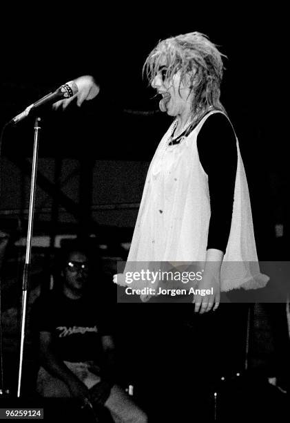 Nina Hagen performs on stage in September 1980 in Copenhagen, Denmark.