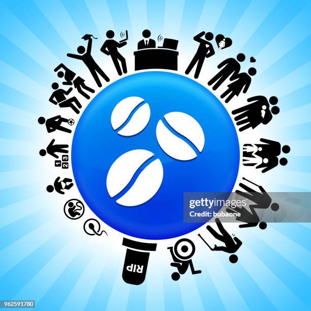 coffee beans lifecycle stages of life background - senior using computer stock illustrations