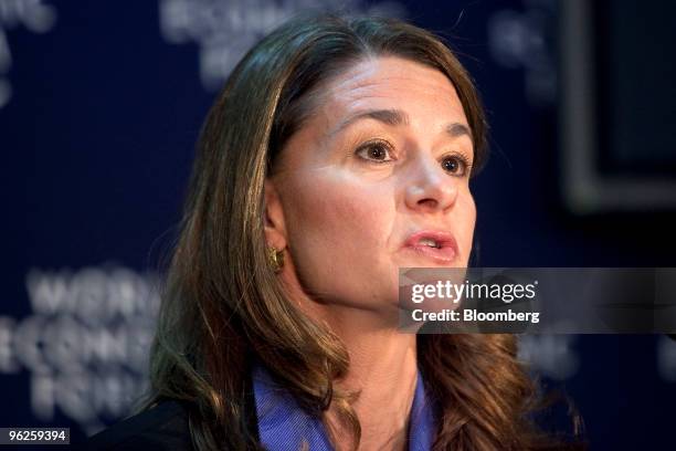 Melinda French Gates, co-chairman of the Bill & Melinda Gates Foundation, speaks during a press conference on day three of the 2010 World Economic...