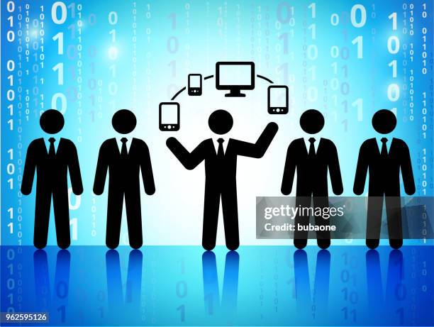 business and modern technology on binary code blue background - pharma rep stock illustrations