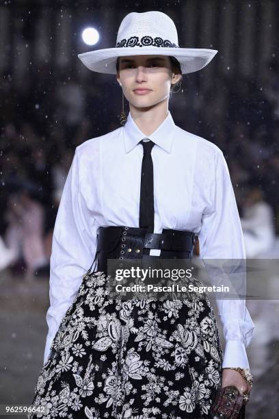 Model walks the runway during Christian Dior Couture S/S19 Cruise Collection show on May 25, 2018 in Chantilly, France.