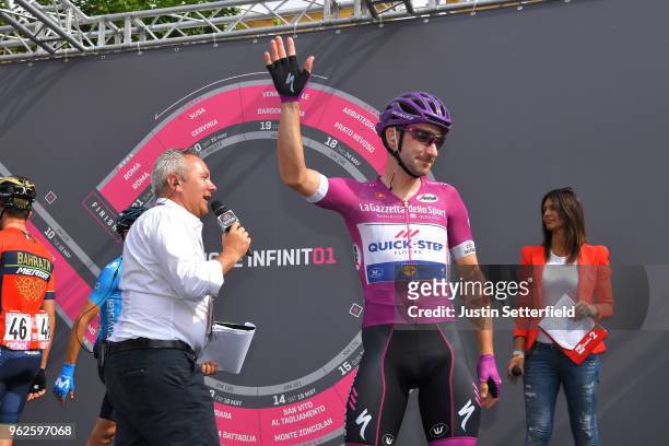 Start / Podium / Elia Viviani of Italy and Team Quick-Step Floors Purple Points Jersey / during the 101st Tour of Italy 2018, Stage 20 a 214km stage...