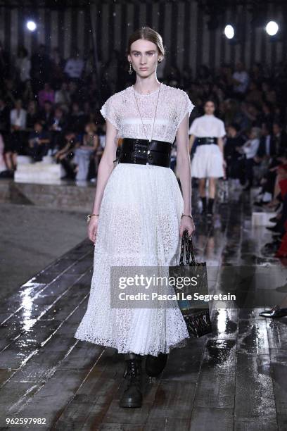 Model walks the runway during Christian Dior Couture S/S19 Cruise Collection show on May 25, 2018 in Chantilly, France.