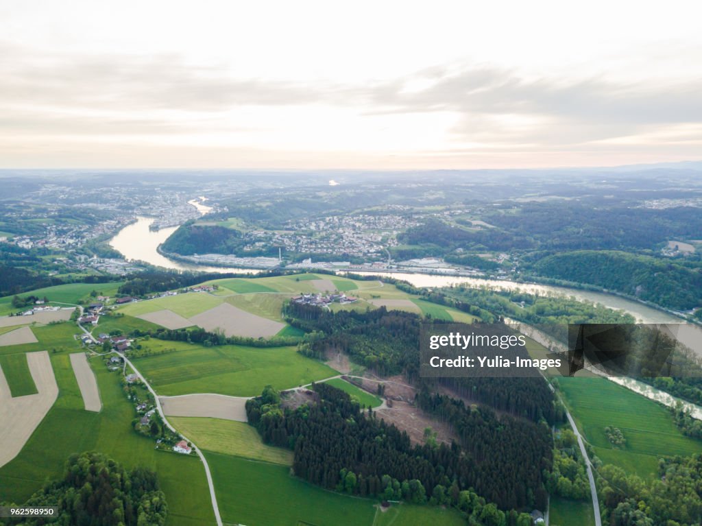 The Danube River flowing through fertile farmland