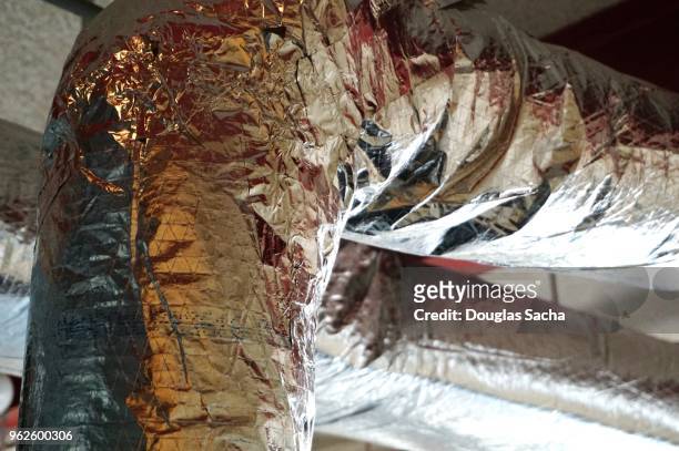 insulated duct work for heating and cooling in an interior building - pollution officer stock pictures, royalty-free photos & images