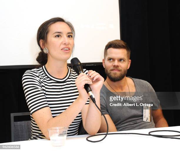 Actress Cara Gee and actor Wes Chatham attend the Science Of "The Expanse" Panel held at Sheraton Gateway Hotel on May 25, 2018 in Los Angeles,...