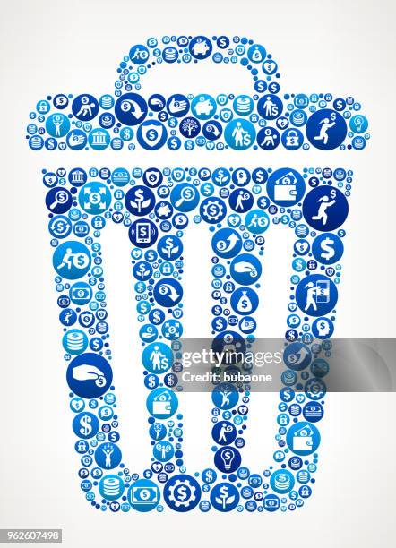 trash can money blue icon pattern background - garbage pile stock illustrations