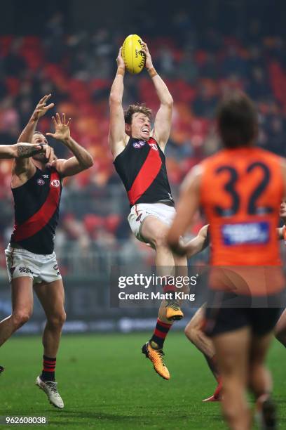 Brendon Goddard of the Bombers takes a mark during the round 10 AFL match between the Greater Western Sydney Giants and the Essendon Bombers at...