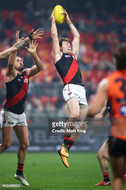 Brendon Goddard of the Bombers takes a mark during the round 10 AFL match between the Greater Western Sydney Giants and the Essendon Bombers at...