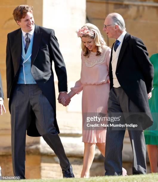 Alexander Fellowes, Alexandra Fellowes and Lord Robert Fellowes attend the wedding of Prince Harry to Ms Meghan Markle at St George's Chapel, Windsor...