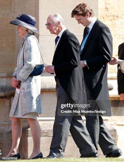 Lady Jane Fellowes, Lord Robert Fellowes and Alexander Fellowes attend the wedding of Prince Harry to Ms Meghan Markle at St George's Chapel, Windsor...