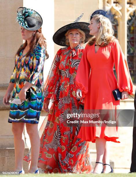 Lady Tamara van Cutsem, Natalia Grosvenor, Duchess of Westminster and Lady Viola Grosvenor attend the wedding of Prince Harry to Ms Meghan Markle at...