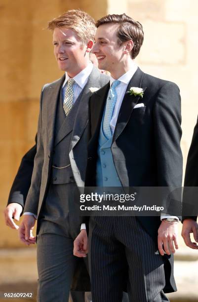 Hugh Grosvenor, Duke of Westminster and Charlie van Straubenzee attend the wedding of Prince Harry to Ms Meghan Markle at St George's Chapel, Windsor...