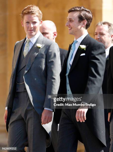 Hugh Grosvenor, Duke of Westminster and Charlie van Straubenzee attend the wedding of Prince Harry to Ms Meghan Markle at St George's Chapel, Windsor...