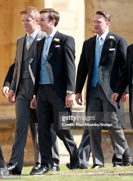 Hugh Grosvenor, Duke of Westminster, Charlie van Straubenzee and Arthur Landon attend the wedding of Prince Harry to Ms Meghan Markle at St George's...