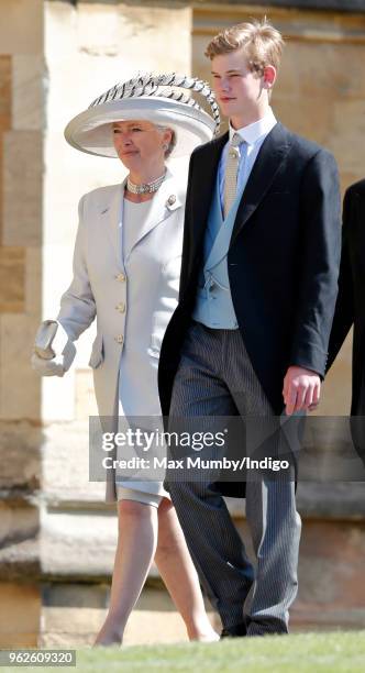 Tiggy Pettifer and Tom Pettifer attend the wedding of Prince Harry to Ms Meghan Markle at St George's Chapel, Windsor Castle on May 19, 2018 in...