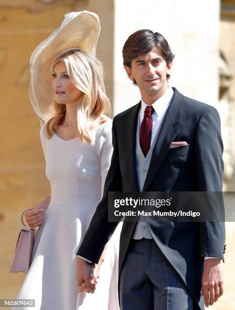 Tereza Maxova and Burak Oymen attend the wedding of Prince Harry to Ms Meghan Markle at St George's Chapel, Windsor Castle on May 19, 2018 in...