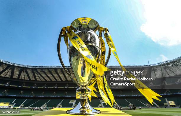 Aviva Premiership Trophy during the Aviva Premiership Final between Exeter Chiefs and Saracens at Twickenham Stadium on May 26, 2018 in London,...