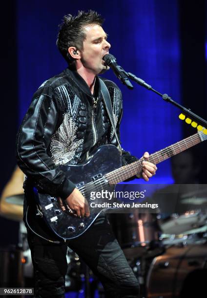 Matt Bellamy of Muse performs on Day 1 of BottleRock Napa Valley Music Festival at Napa Valley Expo on May 25, 2018 in Napa, California.