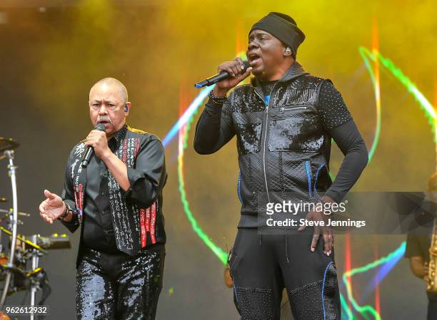 Ralph Johnson and Philip Bailey of Earth Wind & Fire perform on Day 1 of BottleRock Napa Valley Music Festival at Napa Valley Expo on May 25, 2018 in...