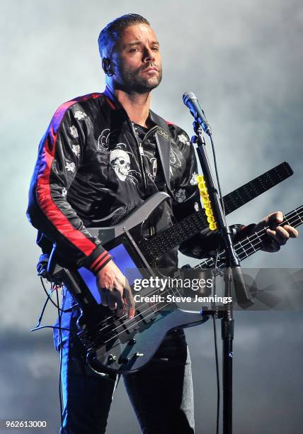 Chris Wolstenholme of Muse performs on Day 1 of BottleRock Napa Valley Music Festival at Napa Valley Expo on May 25, 2018 in Napa, California.