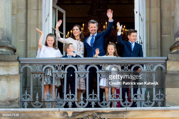 Crown Prince Frederik of Denmark and Crown Princess Mary of Denmark with Prince Christian of Denmark, Princess Isabella of Denmark, Prince Vincent of...