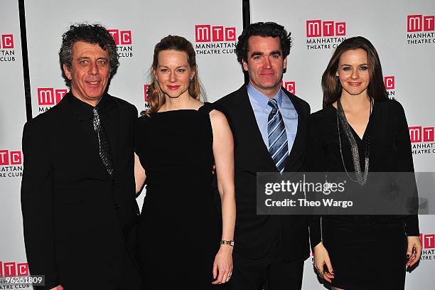 Eric Bogosian, Laura Linney, Brian D'Arcy James and Alicia Silverstone attend the opening night party for "Time Stands Still" on Broadway at Planet...