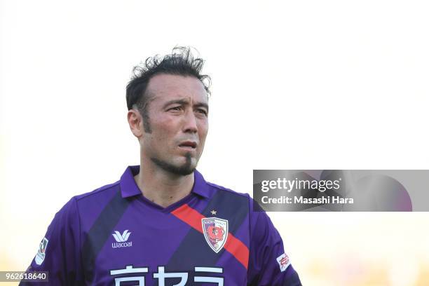 Marcus Tulio Tanaka of Kyoto Sanga looks on after the J.League J2 match between Kyoto Sanga and Yokohama FC at Nishikyogoku Stadium on May 26, 2018...