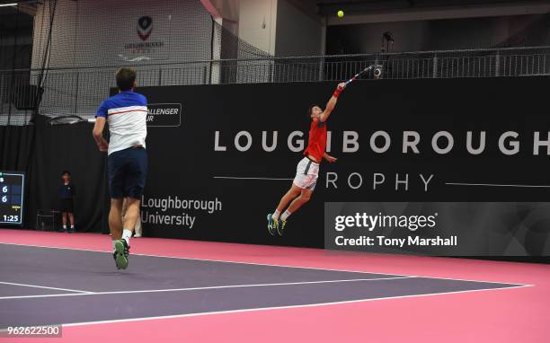 Joe Salisbury of Great Britain and Frederik Nielsen of Denmark in action in their Semi Final match against Robert Galloway and Nathaniel Lammons of...