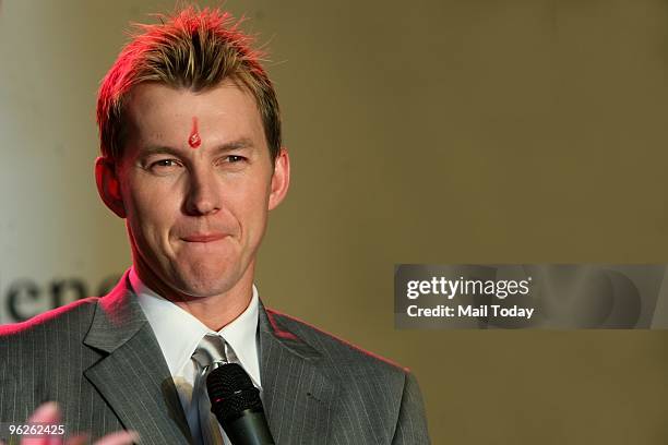 Australian crickter Brett Lee at a prmotional event in New Delhi on January 28, 2010.