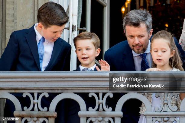 Crown Prince Frederik of Denmark and his children Prince Christian of Denmark, Prince Vincent of Denmark and Princess Josephine of Denmark appear on...