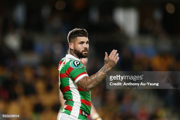 Adam Reynolds of the Rabbitohs looks on during the round 12 NRL match between the New Zealand Warriors and the South Sydney Rabbitohs at Mt Smart...